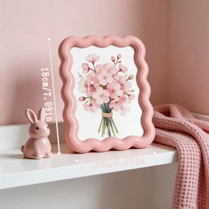 Cadre photo floral à bord ondulé, cadre décoratif à bordure ondulée, cadre d'affichage pour impression artistique florale pour chambre à coucher, salon, maison