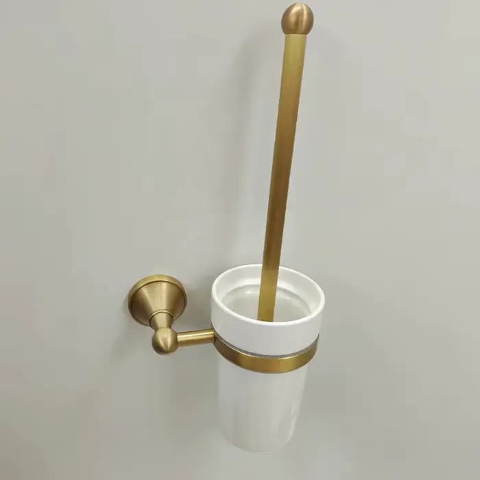Pendentif de salle de bain rétro, tasse en céramique blanche, poignée en laiton, support pour brosse de toilette, adapté à la décoration de la salle de bain