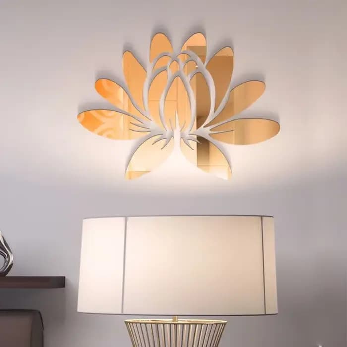 Autocollant Mural miroir fleur de Lotus 3D, autocollant Mural d'art acrylique amovible, pour salon, chambre à coucher, décorations de maison, DIY bricolage
