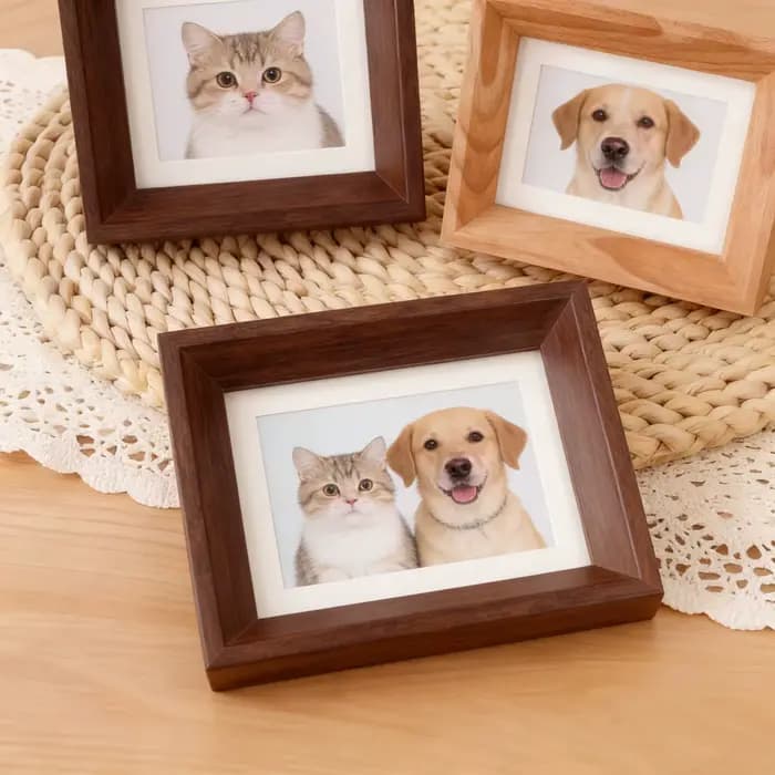 Cadre photo miniature personnalisé, design stéréoscopique, cadre photo en bois, décoration autoportante pour bureau