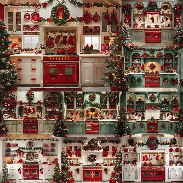 Arrière-Plan de Photographie de Noël, Armoires de Cuisine, Portrait d'Enfant, Décorations de ix, Toile de Fond pour Bannière de Studio Photo