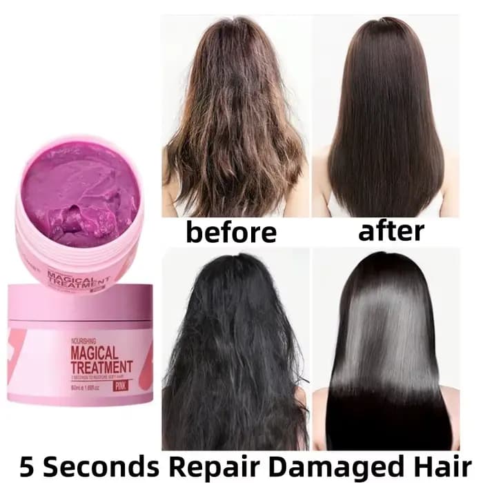 Masque capillaire magique 5 secondes, réparation des cheveux endommagés, crépus, doux, lisse, brillant, hydratant en profondeur, soin, huile essentielle, 60ml