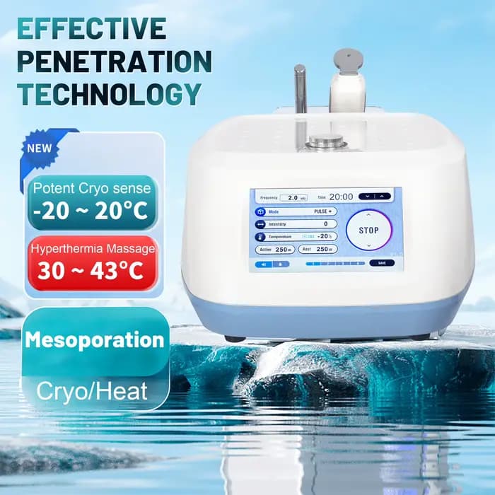 Machine de refroidissement de la peau de dispositif de levage du visage de double thérapie froide chaude avec la technologie d'électroporation cryogénique pour le traitement de la peau raffermissant