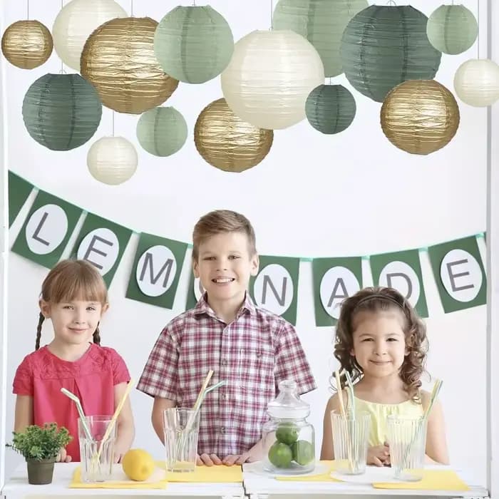 Lanterne en papier sauge, décoration de mariage, ensemble de lanternes vertes rétro, une variété de Styles, accessoires de vacances, décoration de la maison
