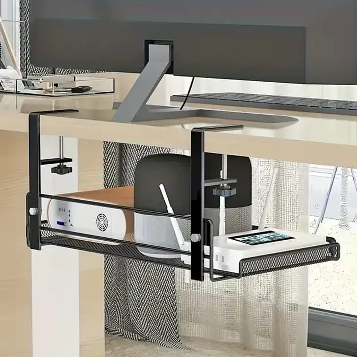 Armoire de bord de Table inférieure, 1 trou de suspension, gestion des câbles gratuite, support de rangement pour ordinateur, organisateur de fils sous la Table
