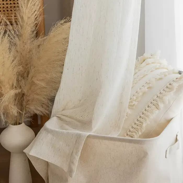 Voilages en coton et lin effet rideau, plis en S, pour salon, salle à manger, chambre, décoration de fenêtre élégante, bonne qualité, pour porte