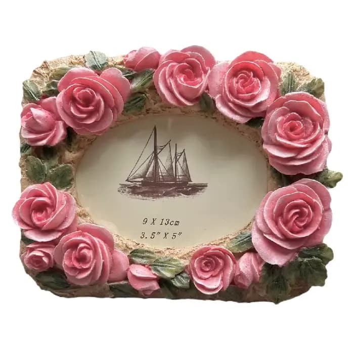 Cadre photo rose pour décoration de la maison, bibliothèque de bureau en résine artisanat