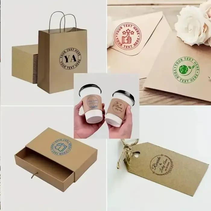Tampon rond personnalisé, impressions claires et nettes, tampon en caoutchouc auto-encreur avec logo/image/texte personnalisé, idéal pour les tampons d'adresse et bien plus encore