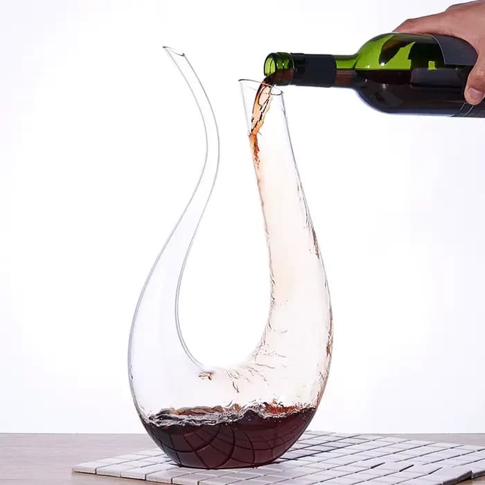 Carafe classique en forme de U en verre, verre de cristal pour Bar à la maison, verre de cristal sans plomb de 1,5 l, carafe pour vin rouge soufflé à la main