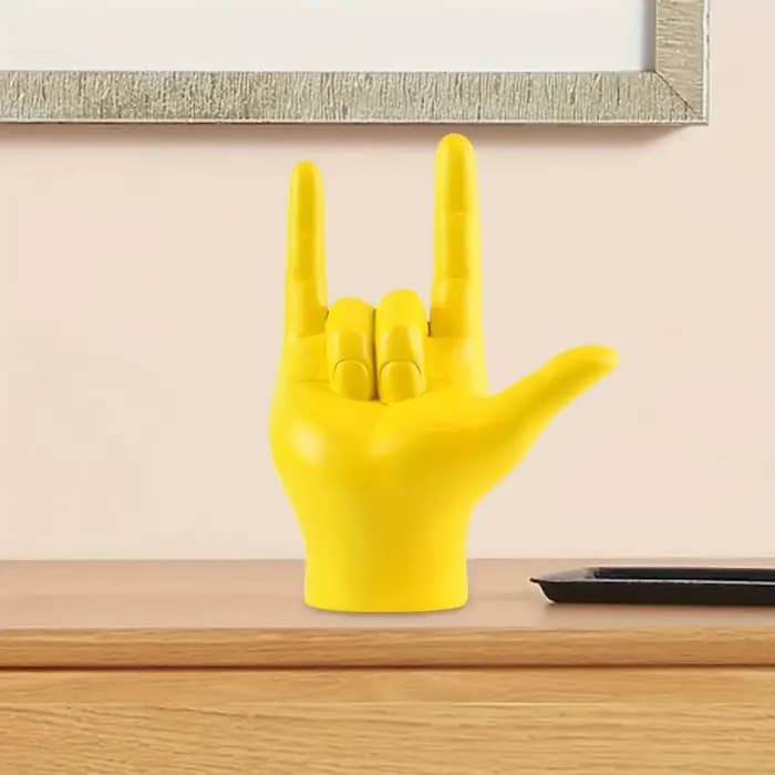 Sculpture en résine de main en forme de roche, geste d'amour, décoration d'art moderne pour intérieur, extérieur, maison, jardin, patio, célébrations et fêtes