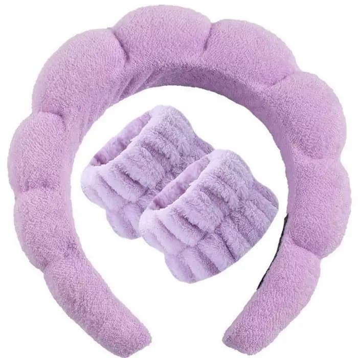 Ensemble de bandeaux doux et moelleux pour soins de la peau avec 2 bandeaux absorbants pour le nettoyage du visage, le maquillage, la douche et l'usage quotidien