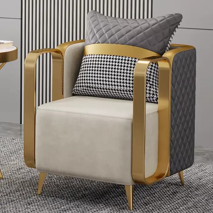 Chaise d'appoint moderne noire et grise avec rembourrage en lin pour le salon, personnalisable