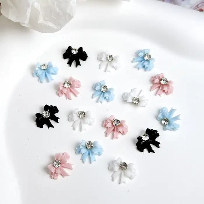 Nœuds féeriques de couleur unie, 30 pièces, breloques pour ongles en résine, nœuds minimalistes Doub
