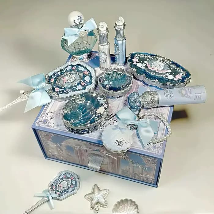 Ensemble de maquillage Flower Know Shells Jewel pour femmes - Fard à paupières, blush, gloss à lèvre