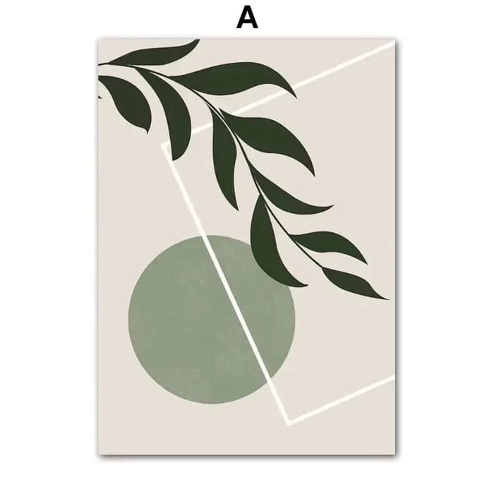 Impressions sur toile murales Boho vert sauge, affiches minimalistes géométriques à motifs de feuill