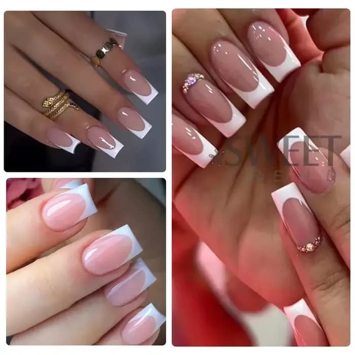 Faux ongles carrés courts, pointes en Gel doux, à pression, artificiels français y2k, fournitures po