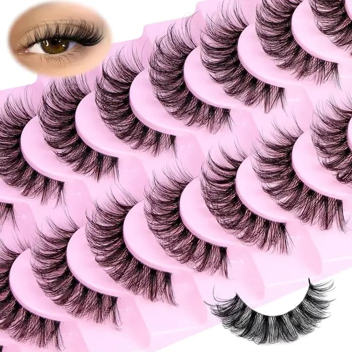 10 paires de faux cils naturels moelleux cils vaporeux bande de Volume 3D cils D Curl faux cils avec