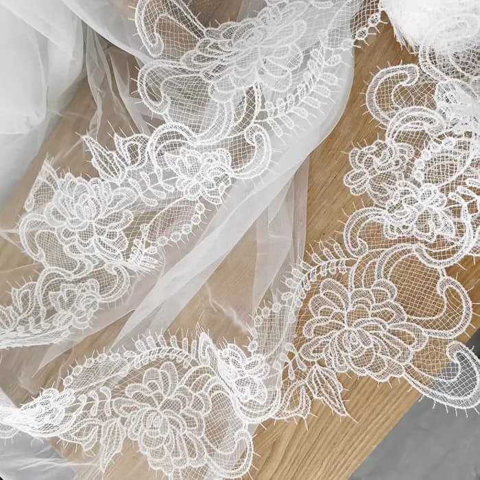 Fil de poisson voile, voile évidé, robe de mariée, robe de soirée, accessoires en dentelle faits à l