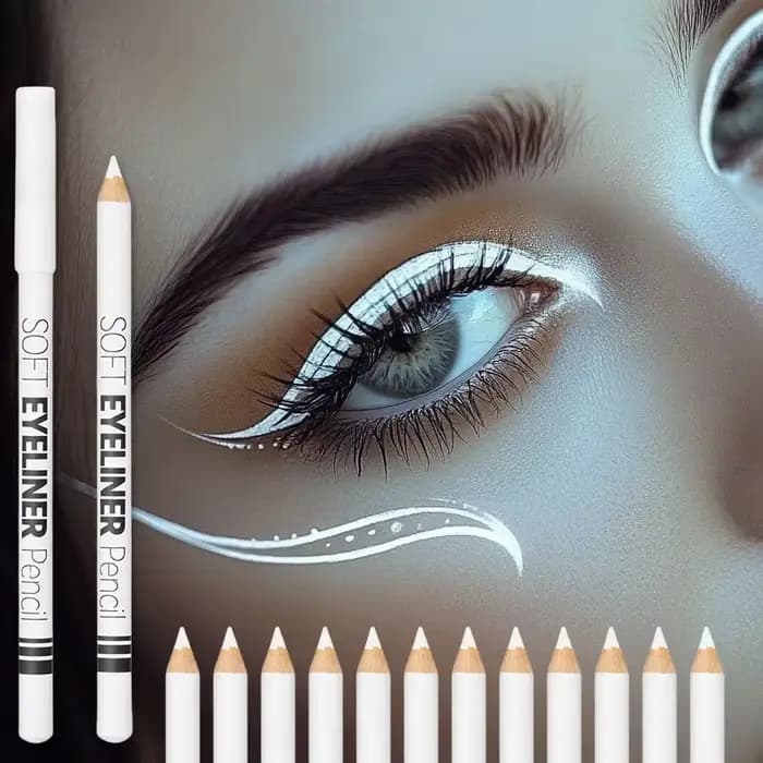 Crayon Eyeliner Blanc Imperméable, Application Facile et Lisse, Longue Tenue, Illuminateur de Yeux,