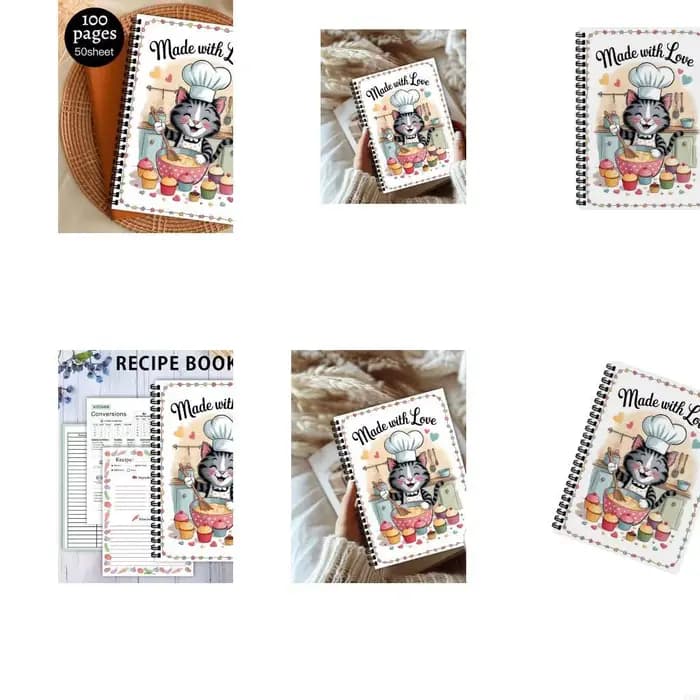Carnet notes préparation des repas, réutilisation, avec pages détachables reliure à spirales métalli