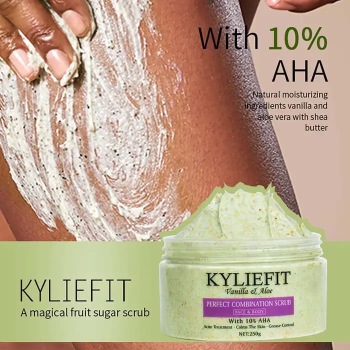 KYLIEFIT Exfoliant naturel au sel pour le corps et le visage, éclaircissant, hydratant, élimine les