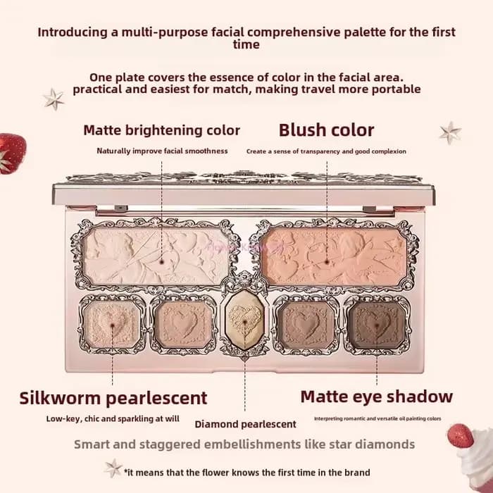 Flowerkaren fraise Cupidon Collection Palette de teint du visage Blush fard à paupières surligneur f