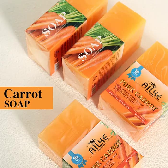 AILKE Savon sérum blanchissant naturel carotte, éclaircissant, même le teint, pour la peau noire, fo