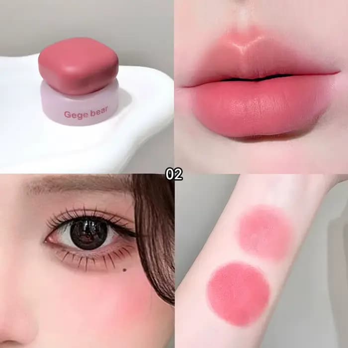 Gege bear Crème à double usage pour les lèvres et les joues, fard à joues et boue pour les lèvres, m