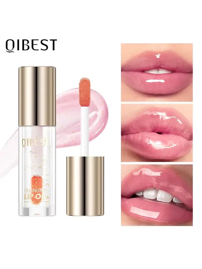 QIBEST huile à lèvres à couleur changeante hydratant gelée transparente baume à lèvres brillant à lè