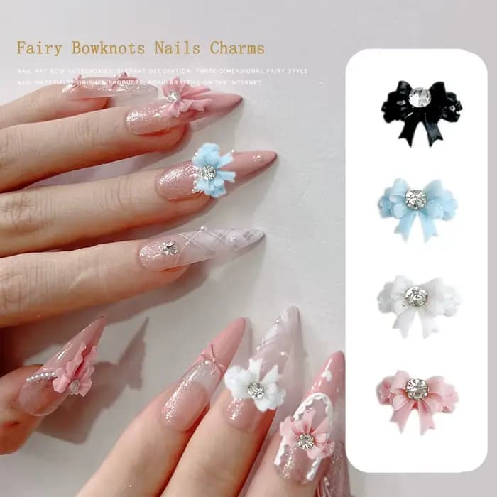 Nœuds féeriques de couleur unie, 30 pièces, breloques pour ongles en résine, nœuds minimalistes Doub