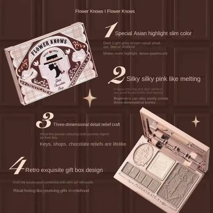 Flower Knows – Palette de poudre de Contour pour femmes, surligneur au chocolat Wonder-Shop, illumin