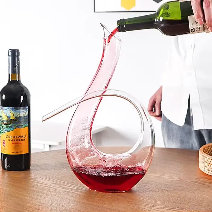 FZRed-Carafe à Vin Soufflée à la Main Sans Plomb, Ensemble d'Aérateur de Champagne en Clip à la Mode