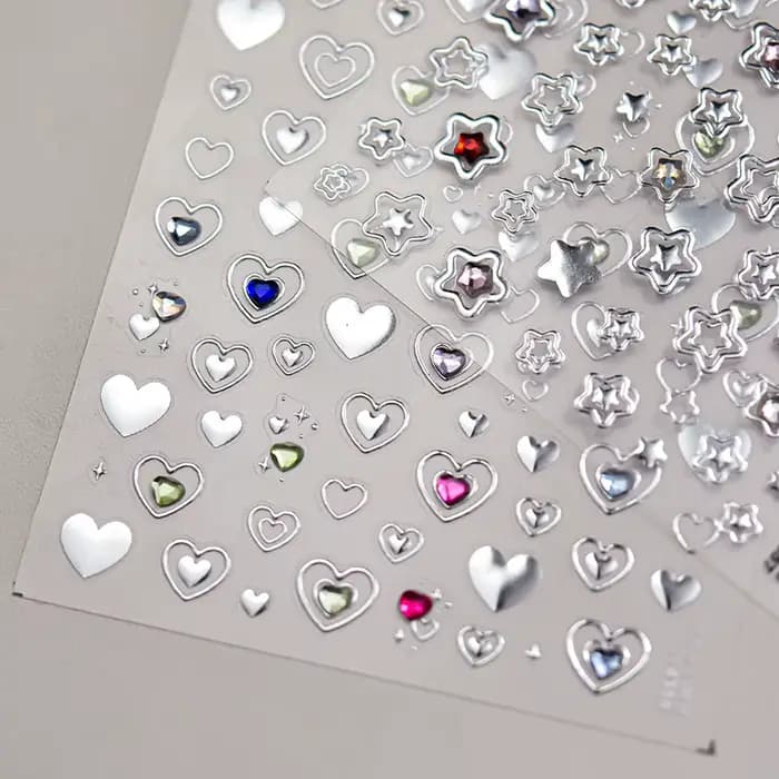 1 pièce 5D couleur cristal étoile ongles autocollants haute qualité amour brillant argent creux frot