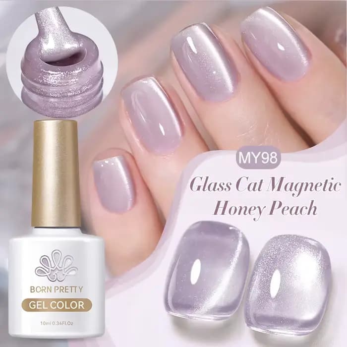 BORN PRETTY – vernis à ongles Gel magnétique en forme de chat, perle de verre scintillante, Flash bl