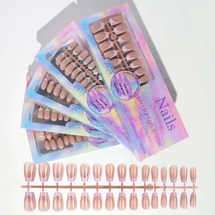 150 pièces 6 couleurs faux ongles multi-tailles faux ongles presse sur ongles acryliques amande fran