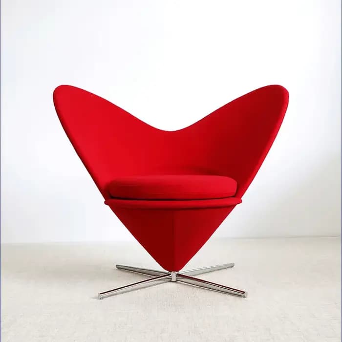 Chaise de loisirs créative en forme de cœur, canapé d'art rouge net, chaise de maquillage, amour, sa