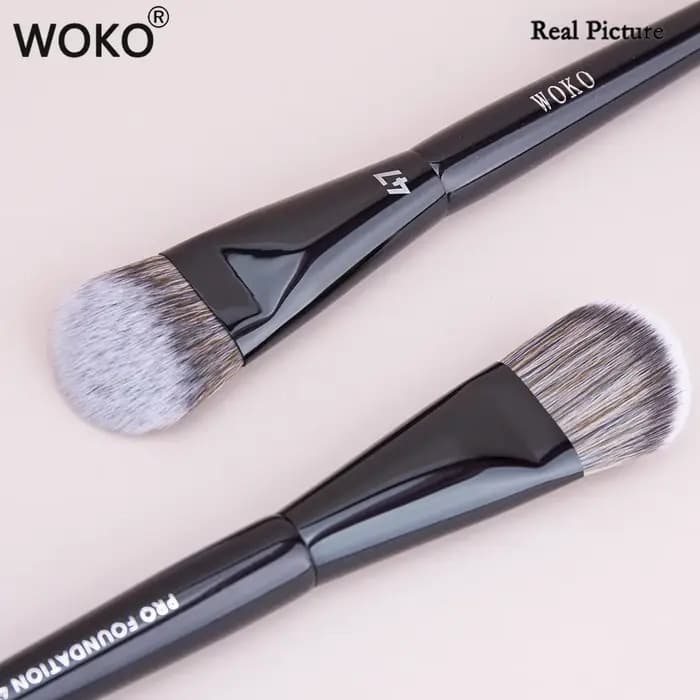 Pinceau de maquillage professionnel incliné, 47 pinceaux de fond de teint, ombre à barrage, liquide,