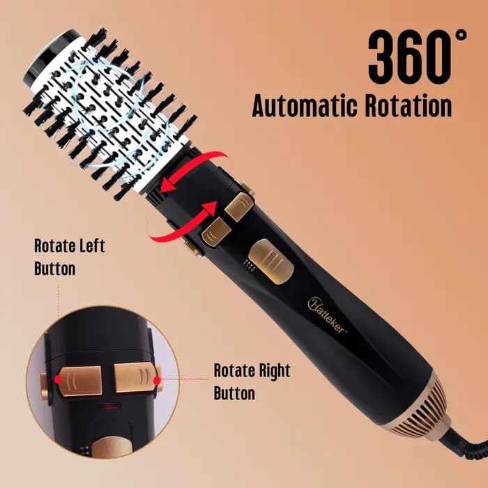 Hatteker 4 en 1 brosse à air chaud multi-fonction peigne droit et bouclé avec Rotation automatique p
