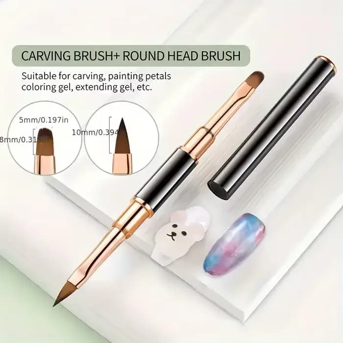 Ensemble de pinceaux professionnels pour Nail Art, 5 pièces, pinceaux à Double extrémité pour longue