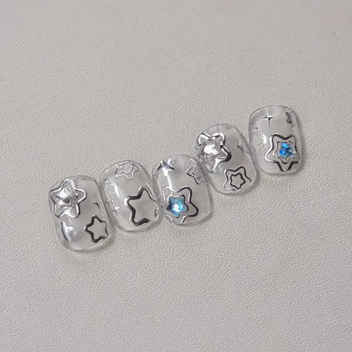 1 pièce 5D couleur cristal étoile ongles autocollants haute qualité amour brillant argent creux frot