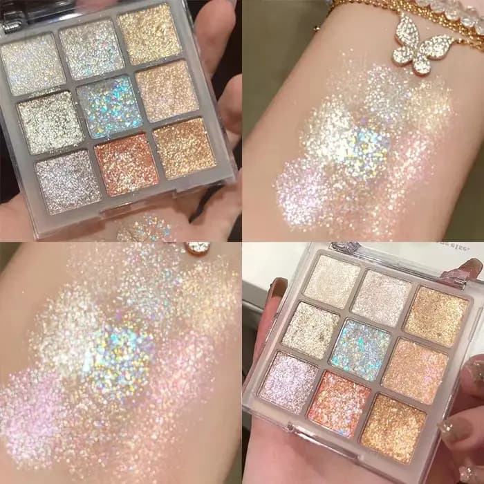 Palette de fards à paupières à paillettes, 9 couleurs, couleur terre, nacré, reflets scintillants, p