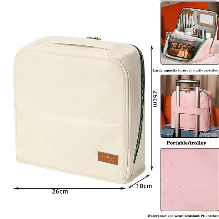 Trousse à cosmétiques de grande capacité 1 pièce, facile à transporter, peut être accrochée sur une
