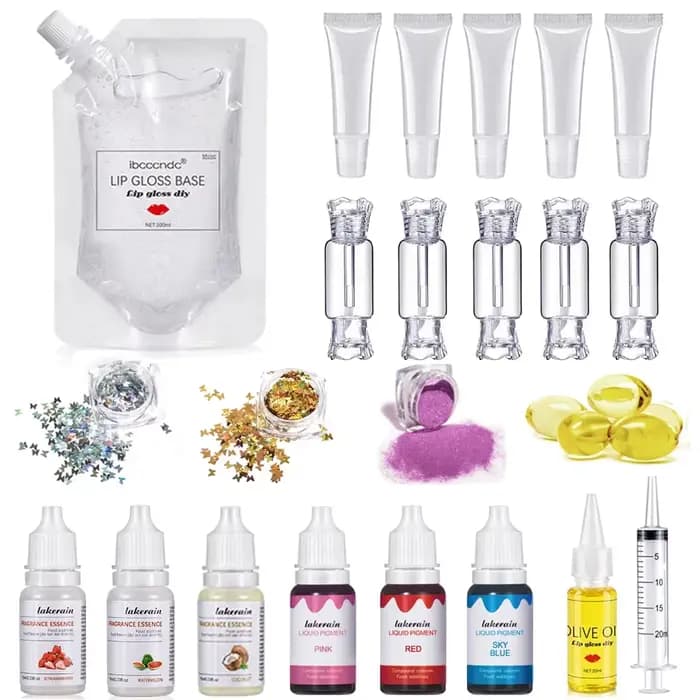Kit de brillant à lèvres hydratant, Gel de Base transparent, 100ml, avec Tubes de brillant à lèvres,