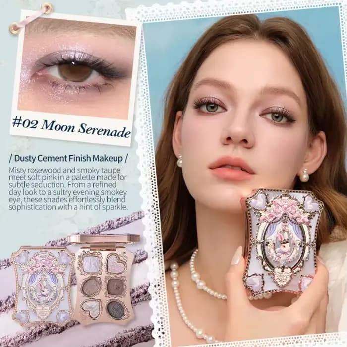 Palette de maquillage pour les yeux Flower Knows Bunny Garden Collection, 6 couleurs, avec pinceau,