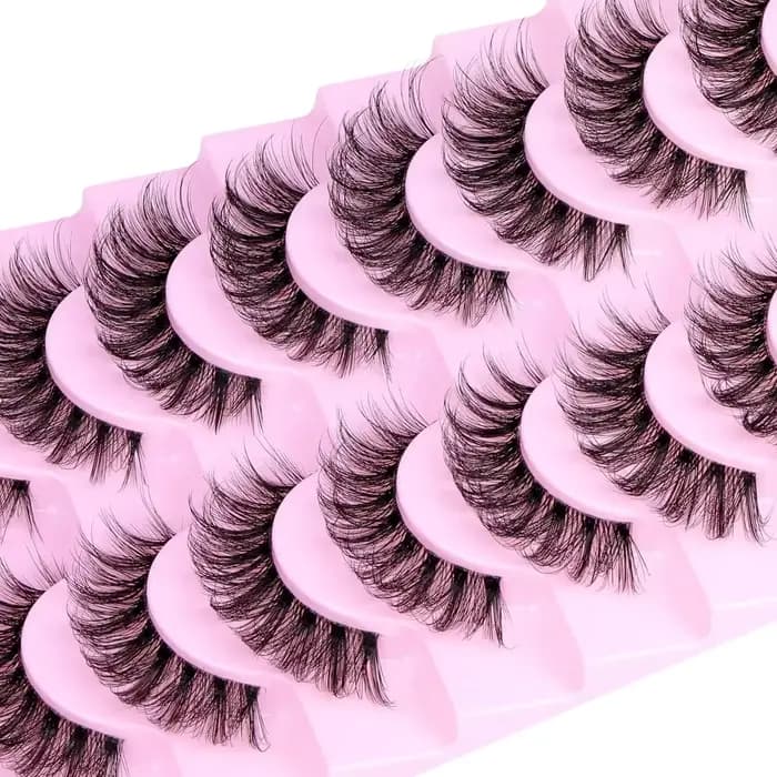 10 paires de faux cils naturels moelleux cils vaporeux bande de Volume 3D cils D Curl faux cils avec