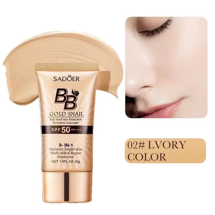 BB crème fond de teint 2 couleurs éclaircir même le teint liquide correcteur escargot doré SPF 50 cr