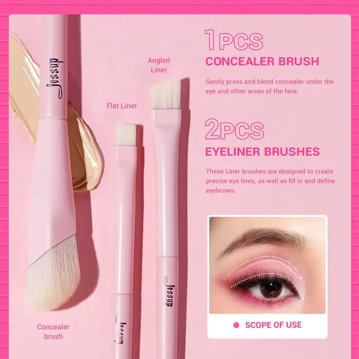 Set de pinceaux Jessup pour ombres à paupières Pinceau maquillage yeux rose Pinceau Correcteur Premi