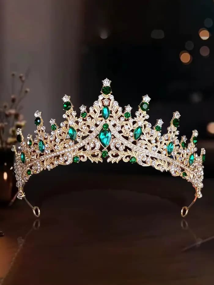 Couronne de mariée de style baroque européen, entièrement sertie de diamants, pour mariage, dîner, a