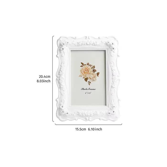 1 pièce, cadre photo simple en relief de rose blanche, adapté à la décoration de la maison comme art