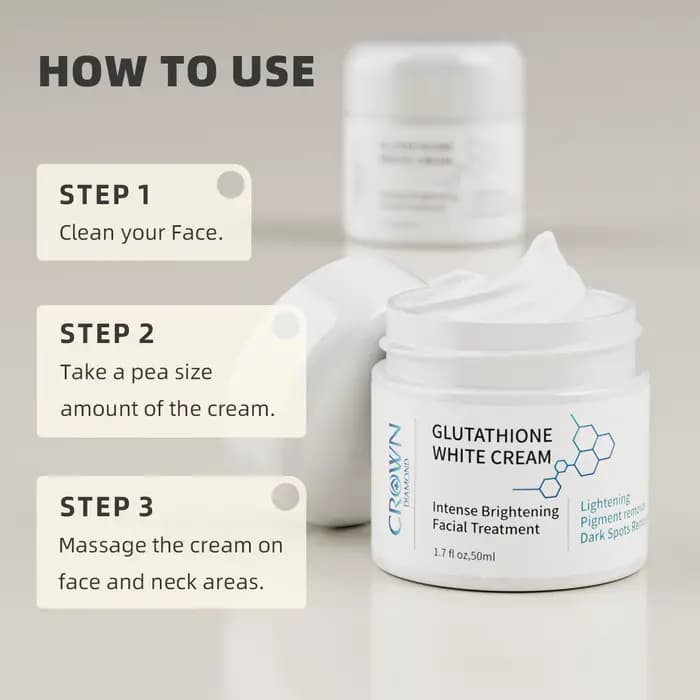 Crème éclaircissante naturelle au glutathion pour le visage, soin anti-taches, anti-mélasma, anti-mé